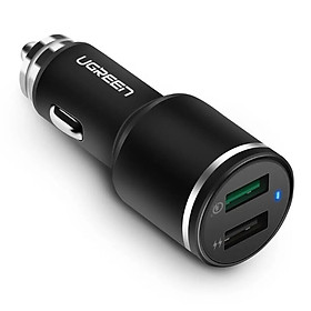 Mua sạc xe hơi hỗ trợ usb quick charge 3.0 3A và iSmart 2.4A Ugreen 130SQ50421CD QC3 30W 5.4A màu đen hàng chính hãng