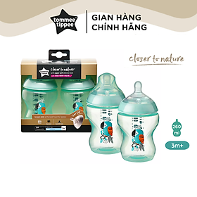 Bình Sữa Ty Siêu Mềm Tự Nhiên Tommee Tippee Closer To Nature 260ml, Núm Ty Của Bình 3-6 Tháng – Xanh Ngọc (Bình Đôi, Tách Lẻ)