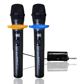 Micro Karaoke Không Dây Shubole SV-8 Gồm 2 Micro 1 Đầu Thu Mini Hỗ Trợ Hầu Hết Các Loại Loa, Amply Chính Hãng