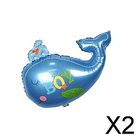 2xWhale Design Foil Balloon Boy Girl Baby Shower Kids Party Supplies Blue Boy
