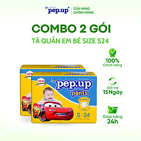 Combo 2 gói Tã/Bỉm Quần Em Bé Pep.up Cottony 3D Gói Trung Siêu Mềm Mại, Siêu Khô Thoáng, Kháng Khuẩn - Size S (3-6Kg)