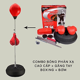 Bóng tập đấm lắc lư phản xạ chiều cao điều chỉnh từ 120 cm đến 150 cm 120cm, đối trọng đổ nước, tặng kèm găng tay