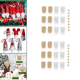 2x 12PCS Pre-Cut Faux Beard with Small Unfinished Wooden Balls for DIY Gnome Nose Dwarf Dolls Christmas Party Cosplay Accessories
