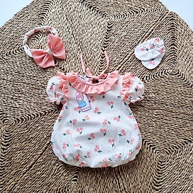 Body Cổ Xếp Li Màu Hồng Bé Gái 3 Đến 12kg, Bodysuit Chất Đũi Lụa Mềm Mát [B208]