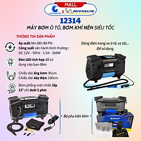 Máy bơm lốp đa năng kỹ thuật số tự ngắt piston đôi 12v Michelin 12314