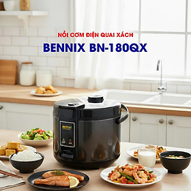 Nồi cơm điện quai xách BENNIX BN-180QX dung tích 1,8L nấu nhanh cơm dẻo Hàng chính hãng