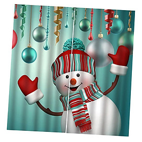 Christmas Curtain Cute Snowman Living Room Bedroom Window Drapes 2