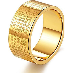 Nhẫ Bát Nhã Tâm Kinh Khắc Hình Chữ Phạn Kim Tiền Jewelry - Không Gỉ Sét - Không Phai Màu