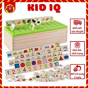 Đồ chơi gỗ hộp thả hình phân loại theo chủ đề giúp bé trai bé gái phát triển tư duy Kid IQ