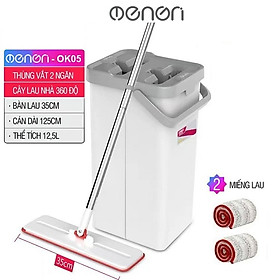 Mua Bộ Cây Lau Nhà Thông Minh Có Thùng Tự Vắt 2 Ngăn Xoay 360 Kèm 2 Bông Lau - OENON