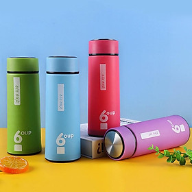Mua BÌNH GIỮ NHIỆT 6 OUP LÕI THỦY TINH NẮP INOX - BÌNH NƯỚC GIỮ NHIỆT 450ML