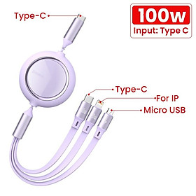 Mua Cáp sạc nhanh Baseus cổng usb 3 trong 1 micro type C 100W - Hàng Chính Hãng