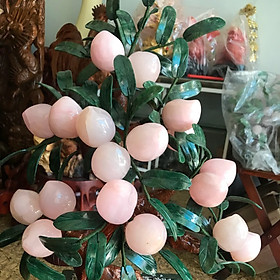 Mua Tượng Phong Thủy Cây Đào Thạch Anh Hồng tự nhiên 18 quả to đẹp Kích thước cao 55cm x ngang 42cm x sâu 20cm Anh Chị trưng phòng khách nhà  công ty biểu tượng sự sung túc giàu sang phú quý ạ