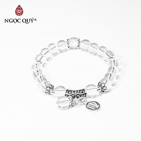 Vòng tay đá thạch anh trắng charm 12 cung hoàng đạo size hạt 10mm - Ngọc Quý Gemstones