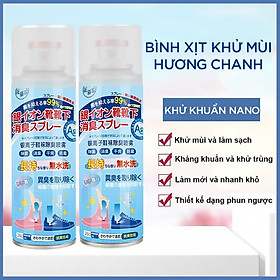 Chai xịt khử mùi nón, giày dép, tủ đồ nam nữ Nano Bạc diệt khuẩn, bình sịt hết mùi hôi chân, 260ml hương chanh và đào