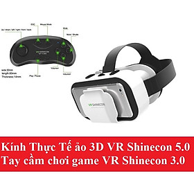 Combo Kính Thực Tế ảo 3D VR Shinecon 5.0 Thế Hệ Mới+ Tay cầm chơi game bluetooth 3.0