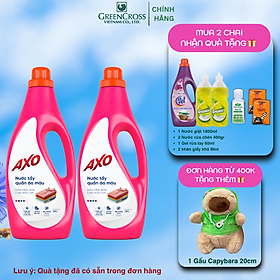 Combo Nước tẩy quần áo màu AXO đánh bay vết bẩn chai 1,8 Lít lưu hương thơm mát