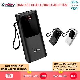 Pin Sạc Dự Phòng 10000mAh Hoco J41 Intelligent Balance - 3 Loại Cổng Vào, Led Hiển Thị Năng Lượng - Hàng Chính Hãng