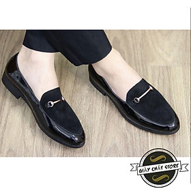 Giày da nam bóng phong cách hàn quốc sản phẩm kết hợp da lộn phù hợp mọi lứa tuổi - tặng kèm lót giày