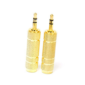 2x 3.5mm Male Plug to 6.35mm Female  Stereo Audio PC MP3 Adapter Golden