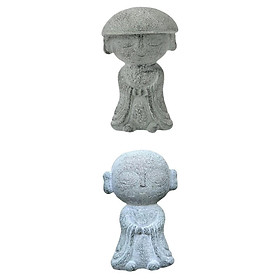 2PCS Little  Standing Statue Sculpture Garden Resin Buddha Figurine