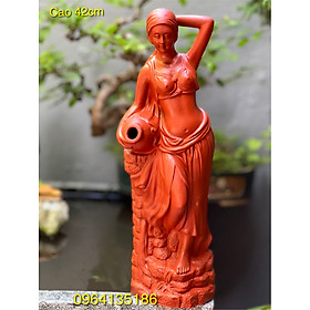 Mua Tượng cô gái đổ nước h42cm men nâu đỏ gốm sứ Bát Tràng