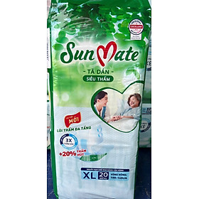 (Mẫu Mới) Tã Dán Sunmate XL20 Miếng - Tã Dán Cho Người Lớn (Gói Lớn Tiết Kiệm Hơn Sunmate XL10) -Hsd Luôn mới