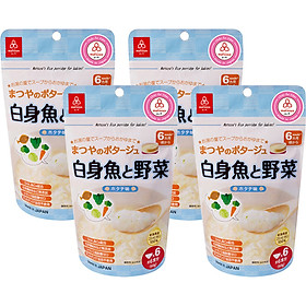 Combo 4 Gói Cháo Gạo Koshihikari Cá Thịt Trắng Và Rau Matsuya Vị Sò Điệp 60g