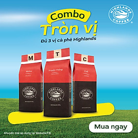 Combo 3 Cà phê rang xay Culi, Moka, Truyền Thống Highlands Coffee 200g