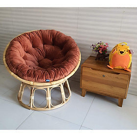 Ghế  thư giãn papasan đủ size  (vải nhung cao cấp màu cam đất)