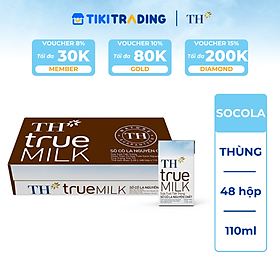 Thùng 48 hộp sữa tươi tiệt trùng TH true MILK sôcôla nguyên chất 110ml