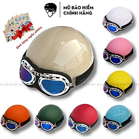 Mũ bảo hiểm nửa đầu chuyên phượt HT HELMET HP01, nón bảo hiểm nhiều màu sắc kèm kính phi công, UV thời trang, cá tính - Hàng chính hãng