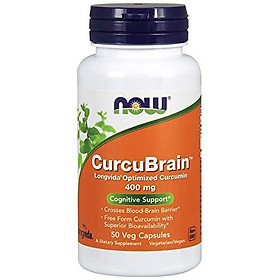 Viên Uống Now CurcuBrain 400mg Kèm Longvida Tối Ưu Hóa Curcumin (50 viên nang thực vật)
