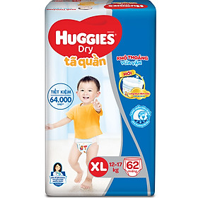 Combo 3 Gói Tã Quần Huggies Dry Gói Cực Đại XL62 (62 Miếng) - Bao Bì Mới
