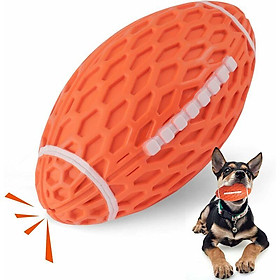Bóng đồ chơi, đồ chơi tương tác cho chó để nhai đồ chơi hoạt động, bền cho chó, hình chó bóng đá, nhai bóng bằng cao su với âm thanh (màu cam rộng: 1467979 mm)