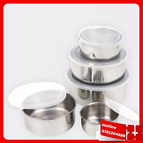 Mua Bộ Thố Lạnh Inox 5 Món   Bộ 5 Hộp Đựng Thực Phẩm Inox Có Nắp Đậy (Thố 5 Món) - Loại Tốt