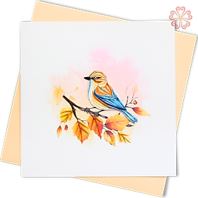 Thiệp Giấy Xoắn Nghệ Thuật - Chú Chim Mùa Thu - Autumn Bird - Animals - 15 x 15 - VN2XM115E14NN