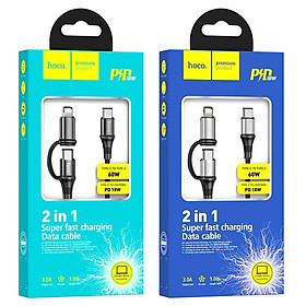 Mua Dây sạc nhanh type c sang iphone hoco uc50 - cáp sạc 2 in 1 dây dù dài 1m cho androi IP v..v - hàng chính hãng