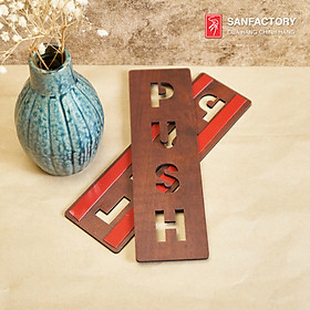 Mua Bảng pull push dán cửa bằng gỗ cắt laser có sẵn keo siêu dính SAN-P10