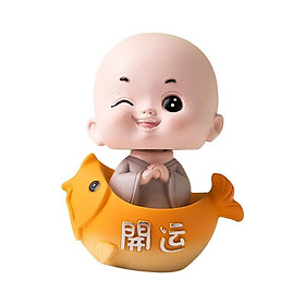 Little Monk Ornament Statue Resin Sculpture for Entrance Tabletop Auto Interior Dashboard Accessories