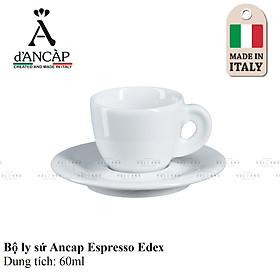 Bộ đĩa và ly sứ màu trắng Ancap Edex