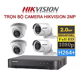 Trọn Bộ 4 Camera Hikvision quan sát ngoài trời chống trộm Hikvision - Hàng Chính Hãng