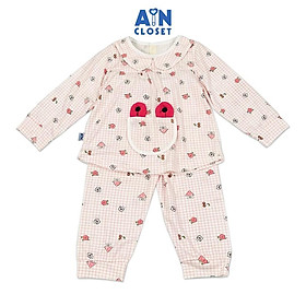 Bộ quần áo Dài bé gái họa tiết Nhà Caro Hồng thun cotton - AICDBGKIDM6U