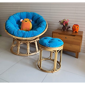 Mua Bộ ghế thư giãn papasan + đôn nhỏ ( vải nhung cao cấp xanh biển)