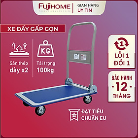 Mua Xe kéo hàng 4 bánh gấp gọn 100kg Nhật Bản Fujihome sàn thép  bánh cao su cao cấp siêu bền không ồn  xe chở đồ đẩy hàng gấp gọn đa năng platform hand truck