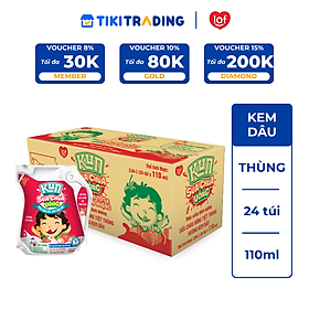 Thùng 24 Túi Sữa Chua Uống Hương Dâu KUN 110ml/túi
