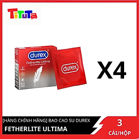 Combo 4 Bao cao su Durex Siêu mỏng Fetherlite Ultima (Đỏ) Hộp 3 cái