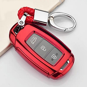 Ốp, bọc chìa khóa silicon màu tráng gương bảo vệ chìa khóa cho xe Hyundai Accent, Hyundai Kona, Hyundai Santafe 2019…kèm móc đeo INOX