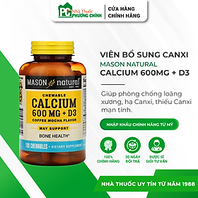 Viên Uống Canxi Mason Natural Calcium 600mg + D3 - Phòng Chống Loãng Xương, Giúp Xương Chắc Khỏe