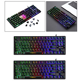 2x USB Wired 87 Keys Mechanical Gaming Keyboard RGB Backlit for PC Gamers
